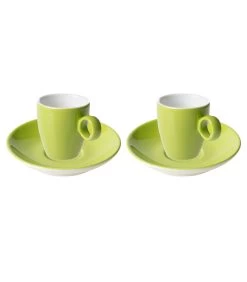 Espressokop En Schotel Bart Colour Cafe 6.5 Cl - 11 Cm Groen Porselein 2 Stuk(s)