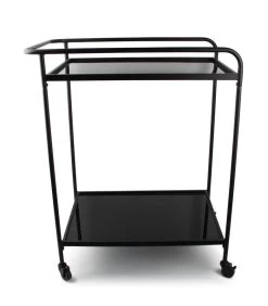 Serveerwagen 66x40xH83,5cm 2 Lagen Zwart Bar