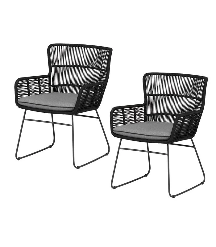 Tuinstoel Grace - Staal/Touw - Antraciet - Set Van 2 3 Tuinstoel Grace - Staal/Touw - Antraciet - Set Van 2