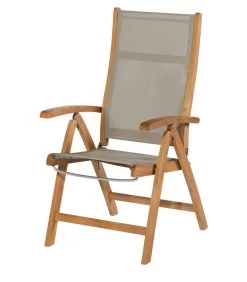 Verstelbare Tuinstoel Caldo - Teak - Taupe - 107x59x65