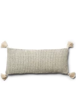 Kussenhoes, 70x30, Subtiele Print Met Kwastjes - Punalu 'lu - Wit