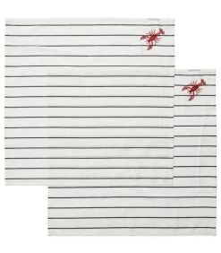 Servetten Katoen Set Gestreept Kreeft - Classic Lobster - Blauw/ Wit