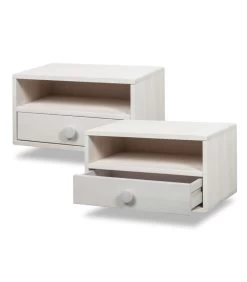 2 X Zwevend Nachtkastje HOPE In Berkenhout