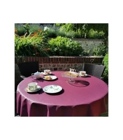 Effen Pruim Rond Of Ovaal Gecoat Tafelkleed