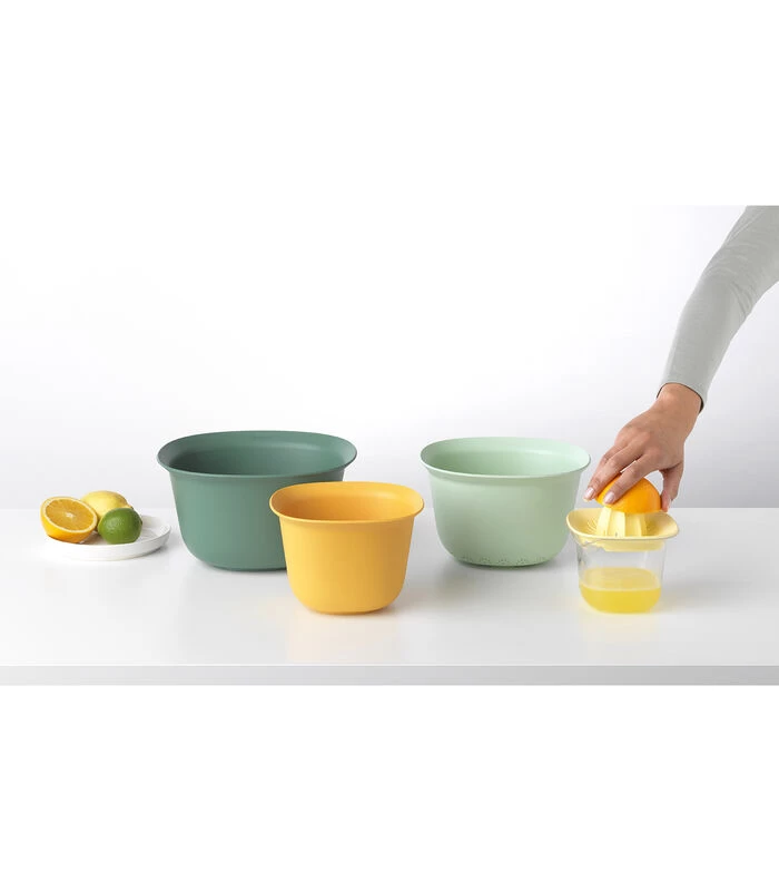 Brabantia Tasty+ Mengkommenset, 2x Mengkom, Vergiet, Citruspers 4 Brabantia Tasty+ Mengkommenset, 2x Mengkom, Vergiet, Citruspers - Afbeelding 2