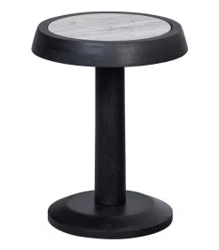 Nanne Bijzettafel - Mangohout/marmer - Zwart - 46x36x36