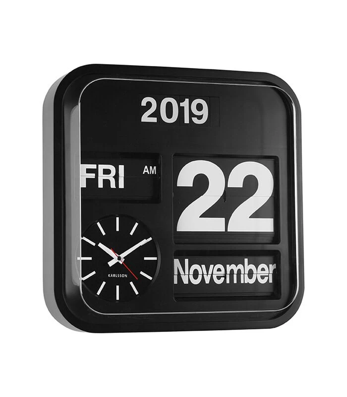 Karlsson Wandklok Big Flip - Zwart - 43x43x16cm 3 Karlsson Wandklok Big Flip - Zwart - 43x43x16cm