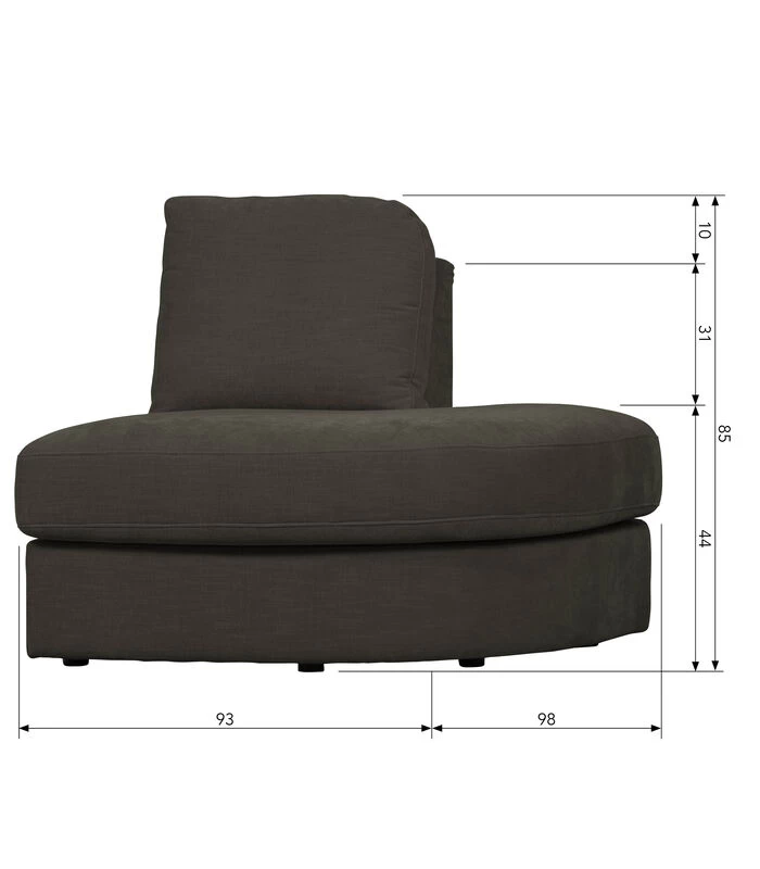 VTwonen Family 1-Zits Element Ronde Hoek Rechts - Antraciet - 85x93x98 4 VTwonen Family 1-Zits Element Ronde Hoek Rechts - Antraciet - 85x93x98 - Afbeelding 2