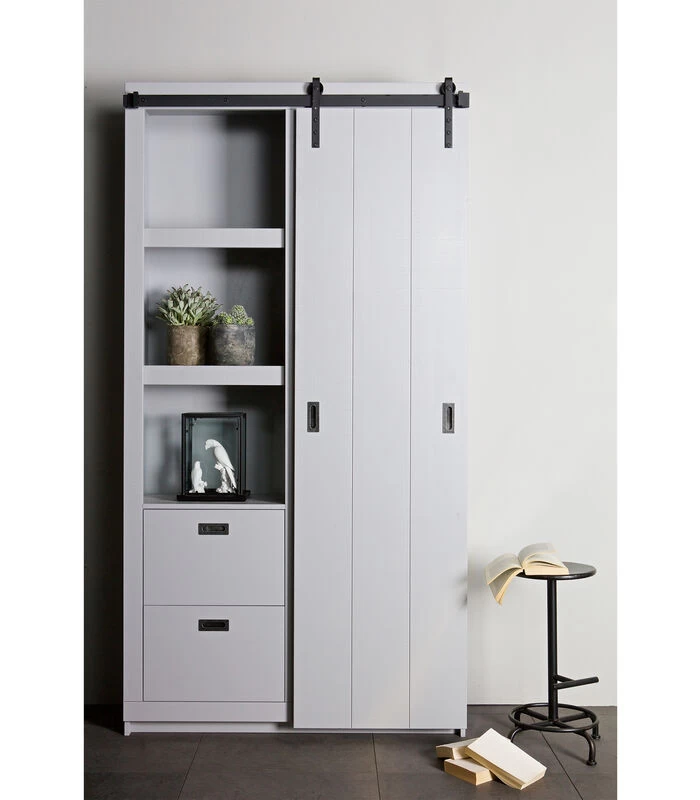 VTwonen Slide Barn Kast - Bezaagd Grenen - Betongrijs - 230x122x37 6 VTwonen Slide Barn Kast - Bezaagd Grenen - Betongrijs - 230x122x37 - Afbeelding 4