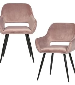 WOOOD Jelle Stoel - Velvet - Lichtroze - Set Van 2