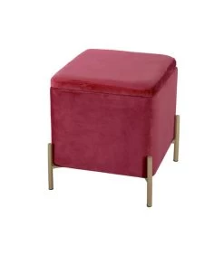 Leitmotiv Poef Snog - Velvet Kleibruin, Goud Geverfde Poten - 45x45x47cm