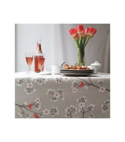 Gecoat Tafelkleed Cherry Taupe/koraal