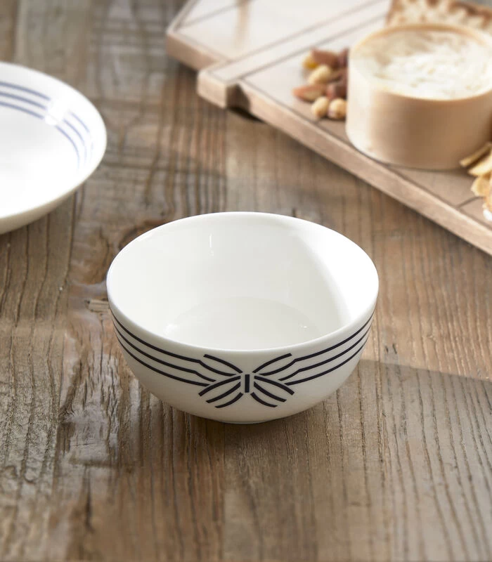 Kom, Ontbijtkom, Schaaltje Strepen Met Strik - Shoreline - Blauw/ Wit 4 Kom, Ontbijtkom, Schaaltje Strepen Met Strik - Shoreline - Blauw/ Wit - Afbeelding 2