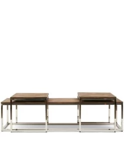 Salontafel Hout - Bushwick Table - Set Van 3 Stuks - Zilver