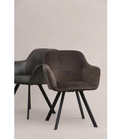 WOOOD Viggo Eetkamerstoel - Velvet - Antraciet - Set Van 2 -Woninginrichting f378b4432dbd49828ecf41b04f32d556