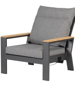 Verstelbare Tuinstoel Buiten - Aluminium - Antraciet - 93x82x84 -Woninginrichting f4e40e2e69854a33a9ff88fde2142100