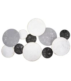 PRESENT TIME Muurkunst Circles - Zwart, Grijs En Wit - Large - 73x47,5x5,5cm