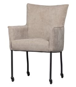 Ezra Eetkamerstoel - Polyester - Zand - 94x56x64