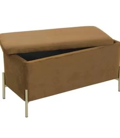 Leitmotiv Bank Snog XL - Velvet Cognac Bruin, Goud Geverfde Poten - 90x45x45cm -Woninginrichting f7facf03cc1648638bcb10e9cc44a042