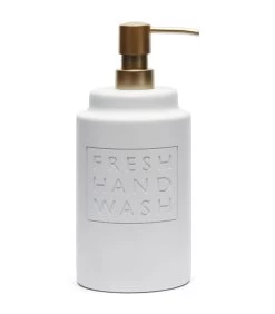 Zeeppomp Tekst, Zeepdispenser Met Gouden Pompje - Fresh - Wit - 920 ML