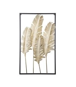 Woninginrichting 9 PRESENT TIME Muurkunst Feathers - IJzer, Goud - 89x53x1,5cm
