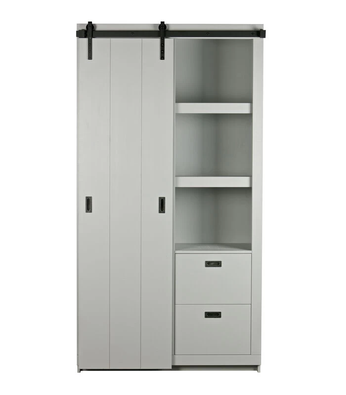 VTwonen Slide Barn Kast - Bezaagd Grenen - Betongrijs - 230x122x37 3 VTwonen Slide Barn Kast - Bezaagd Grenen - Betongrijs - 230x122x37